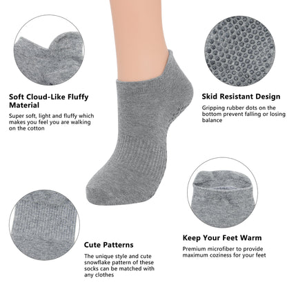 Non-Slip Grip Socks for Women - 3 Pairs of Towless Cotton Yoga & Pilates Socks
