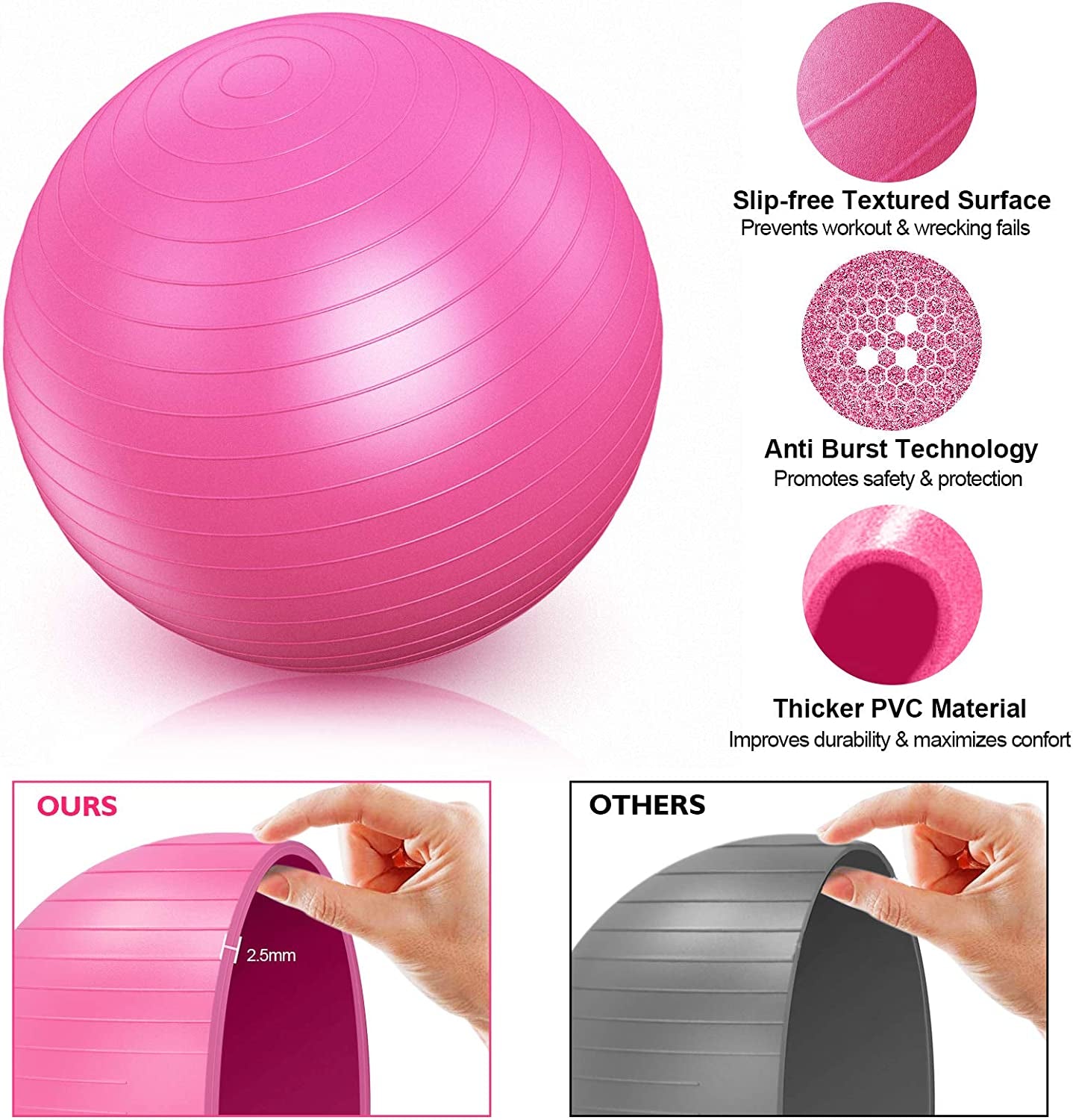 Transform Your Workout with the RENRANRING 11-in-1 Yoga Ball Set - Includes Resistance Bands, Yoga Block, Pump & More for Home, Gym & Office (Pink)