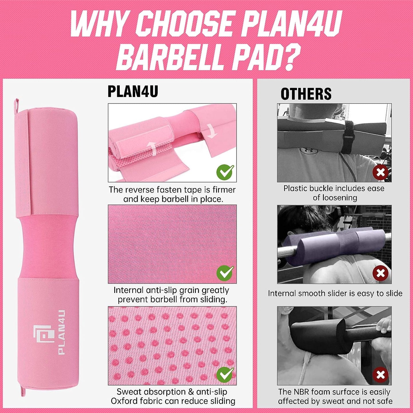 Ultimate Barbell Pad Set for Squats & Hip Thrusts - Enhanced Foam Cushion for Shoulder & Neck Support, Anti-Slip Design, Fits Standard Olympic Bars & Smith Machines