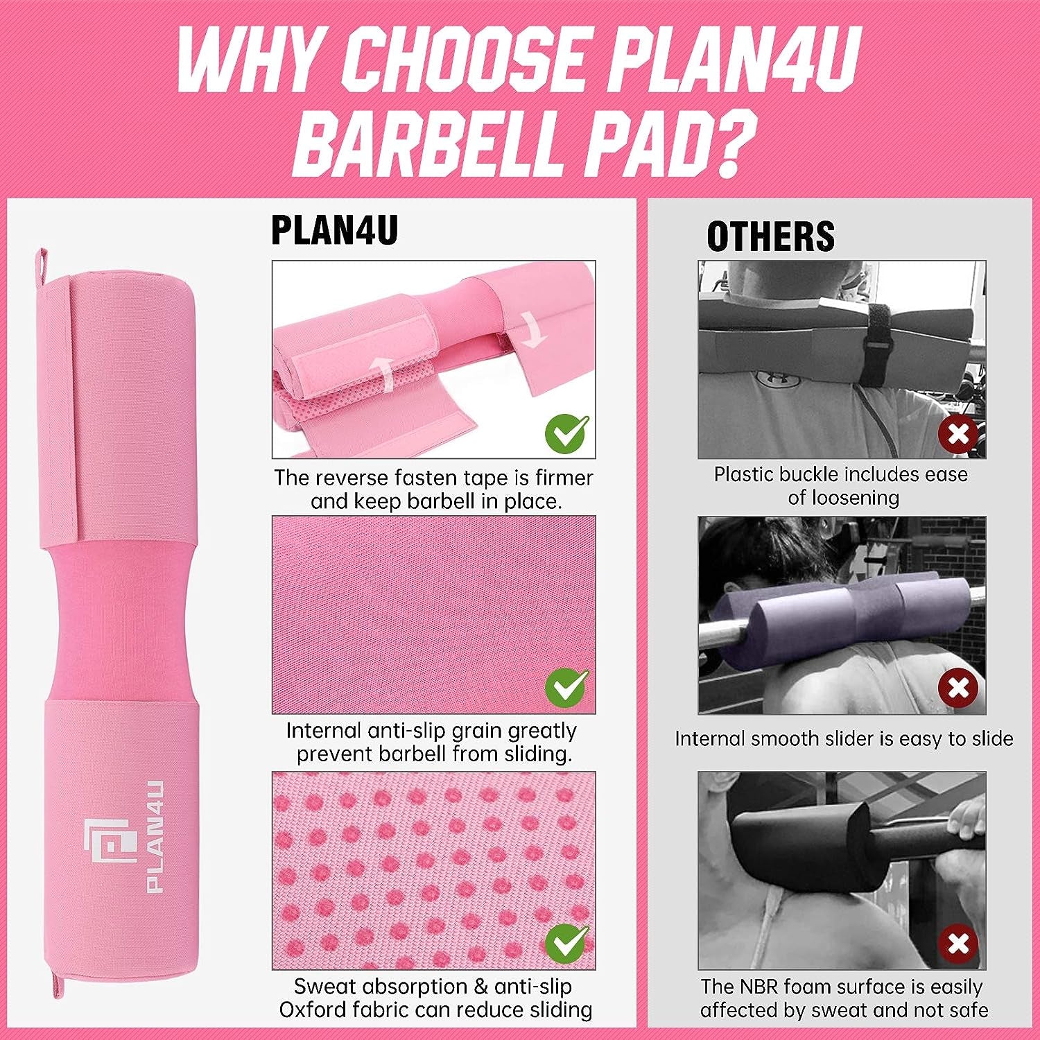 Ultimate Barbell Pad Set for Squats & Hip Thrusts - Enhanced Foam Cushion for Shoulder & Neck Support, Anti-Slip Design, Fits Standard Olympic Bars & Smith Machines
