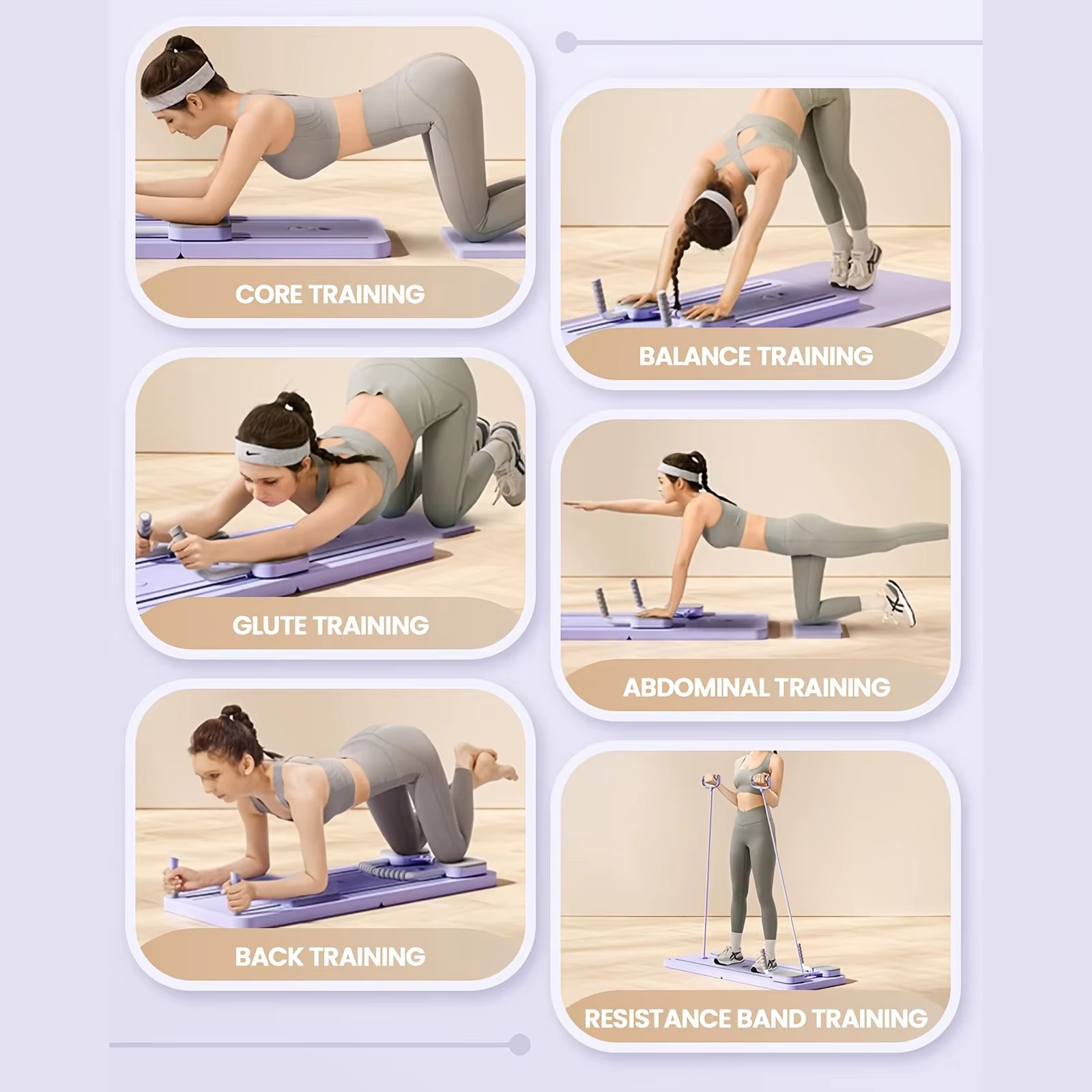 Transform Your Home Workouts with the 6-in-1 Foldable Pilates Reformer Board Set with Timer