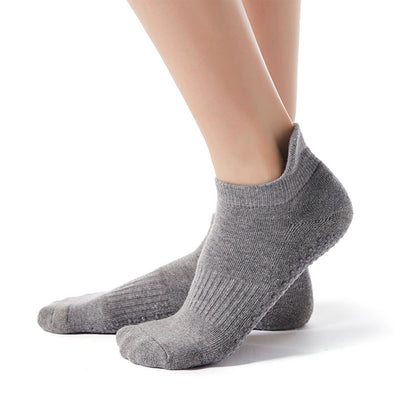 Non-Slip Grip Socks for Women - 3 Pairs of Towless Cotton Yoga & Pilates Socks